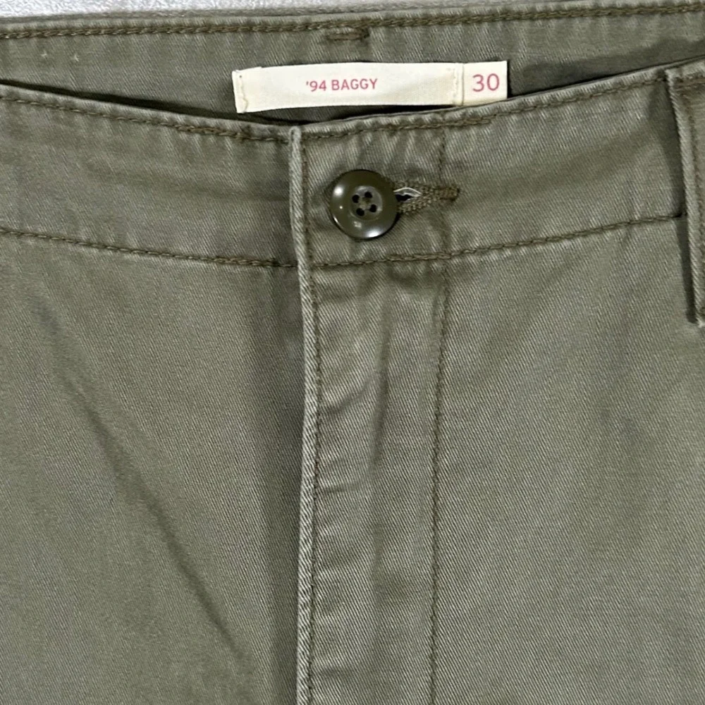 Levis 94 Baggy Cargo Pants Olive Green Cotton Utility Trousers 30x30 New